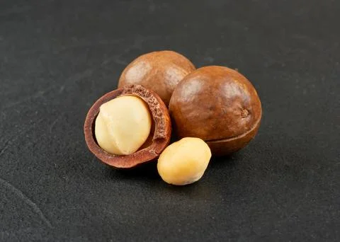 Several macadamia nuts Stock Photos