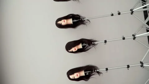 Several mannequin heads for practice 스톡 동영상 164107908