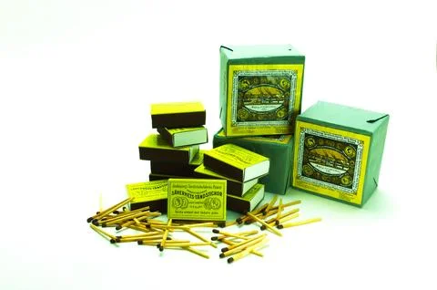 Several Matchboxes isolated on white background Stock Photos