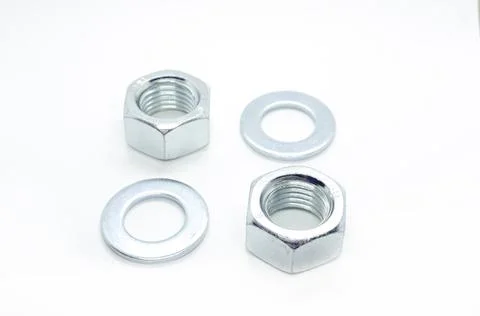Several metal fasteners close-up. isolate Foto stock
