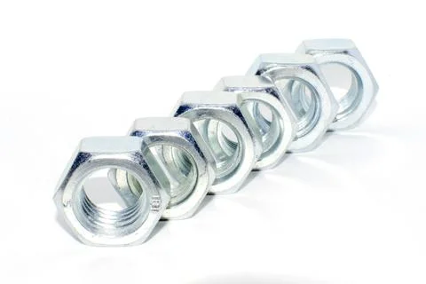 Several metal fasteners close-up. isolate Foto stock