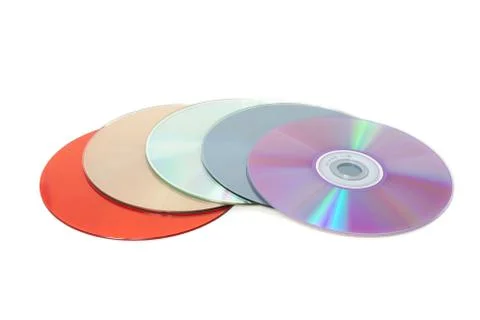 Several multi-colored CD on a white background Stock Photos