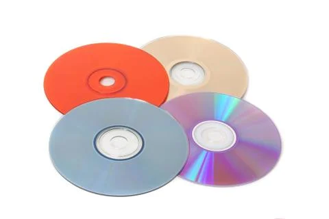 Several multi-colored CD on a white background Stock Photos