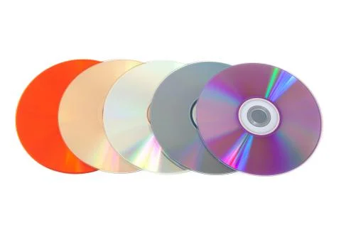 Several multi-colored CD on a white background Stock Photos