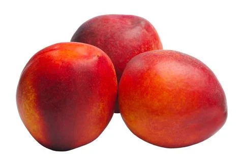 Several nectarines isolated on white background Stock Photos