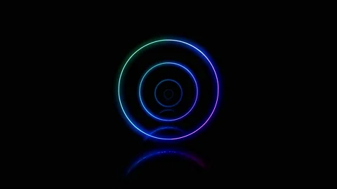Several neon circles inside each other changing color on the black background. Stock Footage 131169456