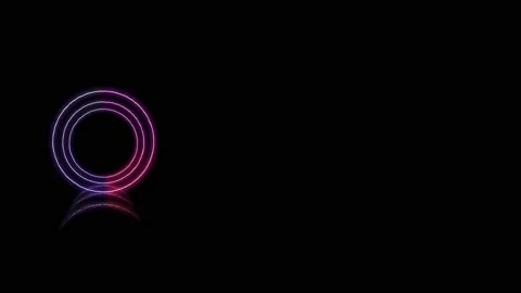 Several neon circles inside each other on the black background. Stock Footage 131171934