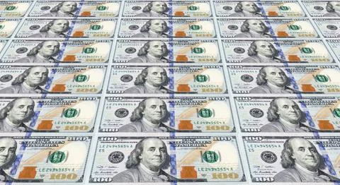Several of the newly designed u.s. one hundred dollar bills. money concept. Stock Illustration
