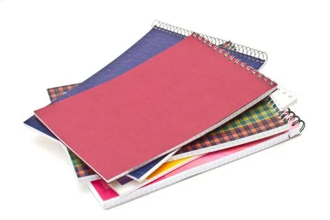 Several notebooks, isolated on white background 스톡 사진
