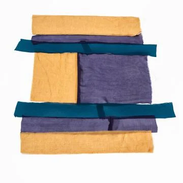 Several ordered strips of fabrics for patchwork workshop on sewing a patch... Stock Photos
