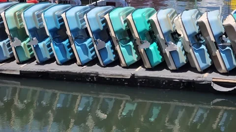 Several Paddle Boats Stored In Docking Area Stock Footage 248672483