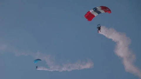 Several parachuters going in for landing Stock Footage 26443522
