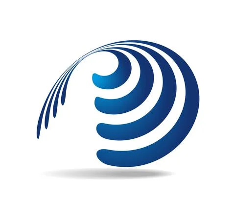 Several parallel blue lines wound around a transparent cone Stock Illustration