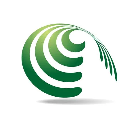 Several parallel green lines wound around a transparent cone Stock Illustration