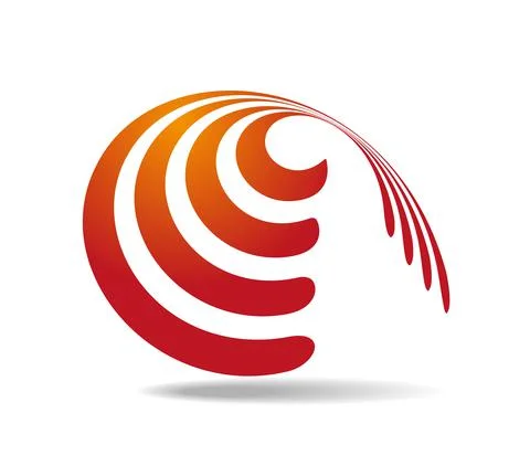 Several parallel orange lines wound around a transparent cone. Logo Stock Illustration