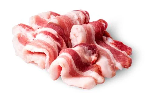 Several pieces of bacon arranged by waves Stock Photos