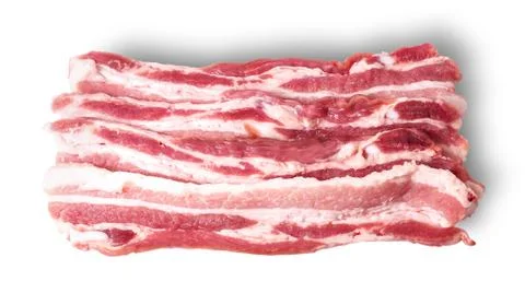 Several pieces of bacon stacked in layers Stock Photos