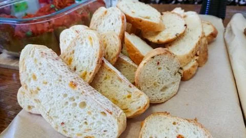 Several pieces of sliced bread are stacked on top of each other Stock Photos