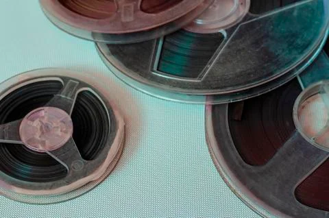 Several plastic bobbins close-up. Stock Photos