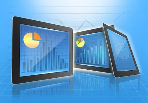 Several plates with abstract graphics on the screen Stock-Illustration