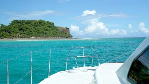 Several Point of view shots moving around a yacht off a tropical paradise. 스톡 동영상 106868834
