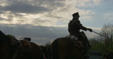 Several Polish Cavalry in the Meadow Stock Footage 62792459