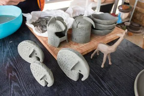 Several predesign process of dough workshop Stock Photos