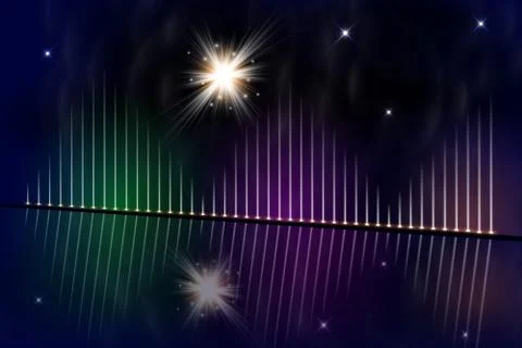 Several projectors in the dark. Stock Illustration