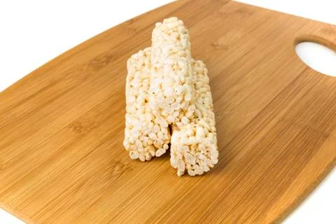 Several puffed plain round rolled rice snacks Stock Photos
