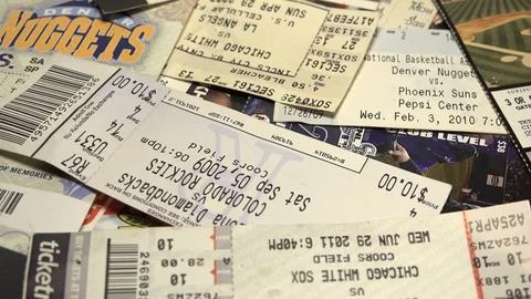 Several Purchase Receipts For Some Shows With Value And Coupons Stock Footage 129782652