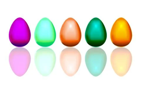 Several realistic colored easter eggs with shadows Stock Illustration