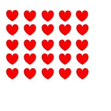 Several red hearts on a white background Stock Illustration