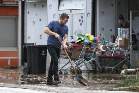 Several reported missing after flash floods hit Bosnia and Herzegovina, Kiseljak Stock Photos