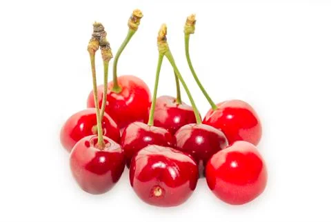 Several ripe cherries Stock Photos