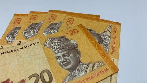 Several RM20 Malaysian banknotes Stock Photos