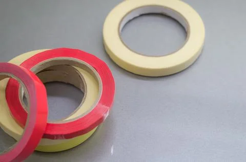 Several rollers of adhesive tape for different purposes. Paint and duct tape Stock Photos