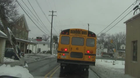 Several school buses coming and going. Stock Footage 1038379