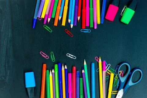 Several school items Stock Photos