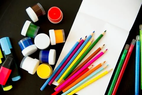 Several school items Stock Photos