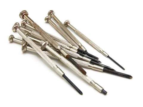 Several screwdrivers on the white background Stock Photos