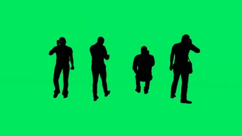 Several security men and bodyguards on green screen background and silhouette is 스톡 동영상 232898041