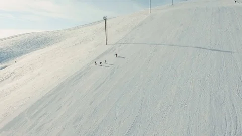 Several skiers sets ski route. Stock Footage 72984040