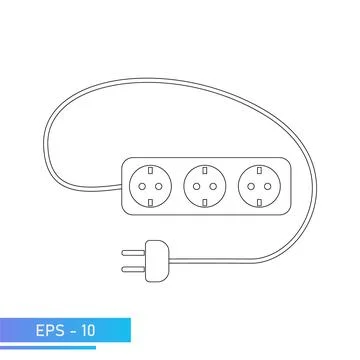 Several sockets for electrical appliances with a cable. Extension cord of the Stock Illustration