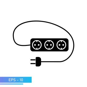 Several sockets for electrical appliances with a cable. Extension cord of the Stock Illustration