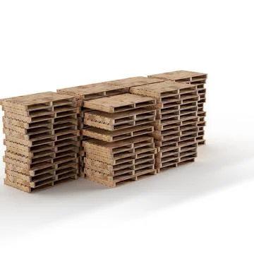 Several stacks of pallets that are sitting on a white surface, 3d rendering イラスト素材