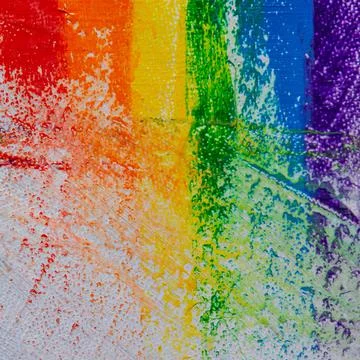 Several strokes of multi-colored paint depict a frag of the LGBT community on Stock Illustration