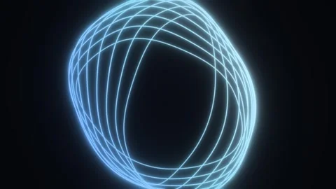 Several thin blue-white glowing curves overlap as a tall elliptical ring on.. Stock Footage 348668090