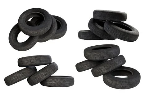 Several tires on a white background Stock Illustration