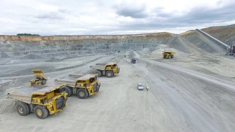 Several trucks are waiting for loading Stock Footage 73869174