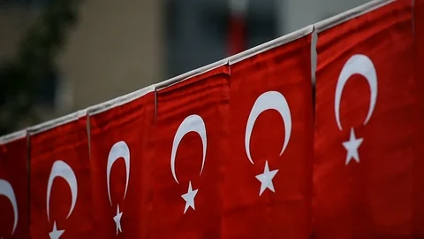 Several Turkey flags are seen during the country's national day 動画素材 92312574